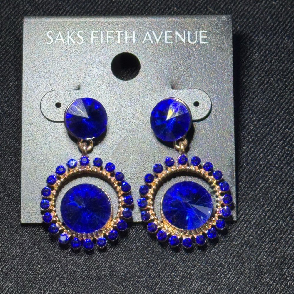 Bold Blue Crystal Gold Statement Earrings Saks Fifth Avenue